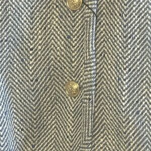 Zara Women’s Blue and White Herringbone Blazer with Gold Button